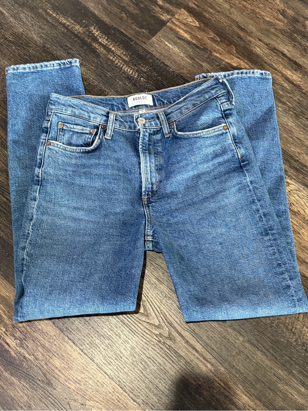 AGOLDE Harper Jeans Womens 26 High Rise Straight Leg Blue Organic Cotton